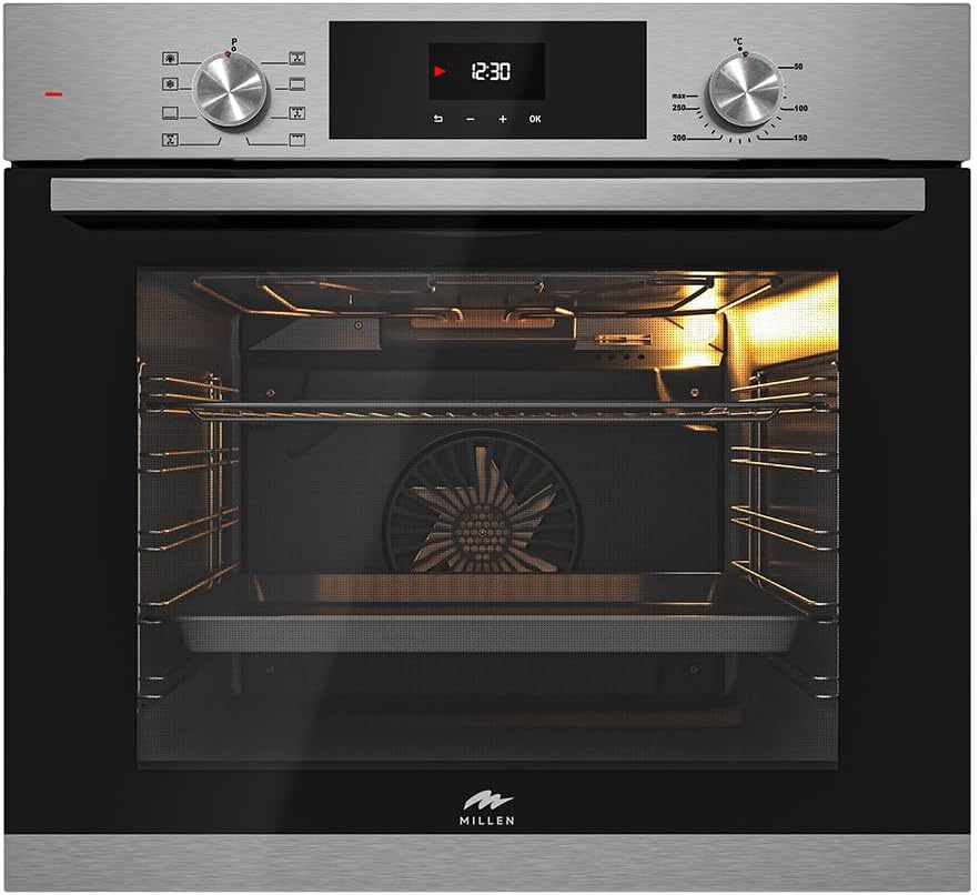 MILLEN MEO 6002 IX 73L Electric Oven - Energy Class A, 8 Cooking Modes, 60 cm, SCHOTT Double Glass Door, Glass finish, Mechanical and Touch Control with Timer, 3 Year Warranty