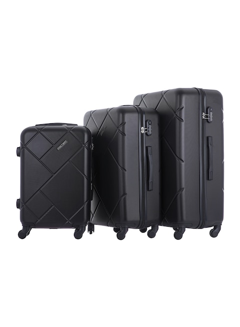 ParaJohn 3-Piece Hard Side ABS Spinner Luggage Trolley Set 20/24/28 Inch, Black