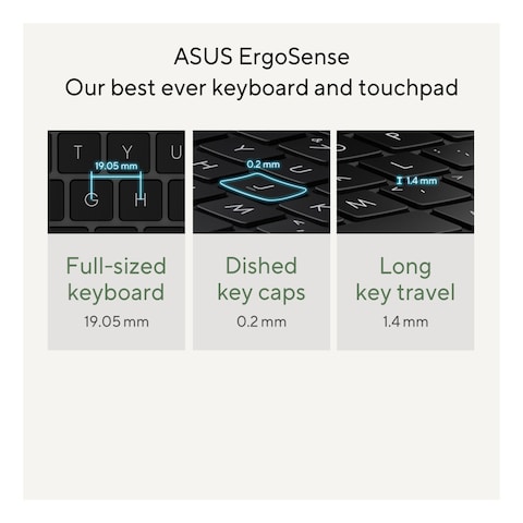 Asus Zenbook 14 OLED UM3402YA-KM766W, AMD Ryzen 5 7430U, 8GB RAM, 512GB SSD, 14-inch 2.8K OLED, Windows 11 Home, Jade Black, English/Arabic