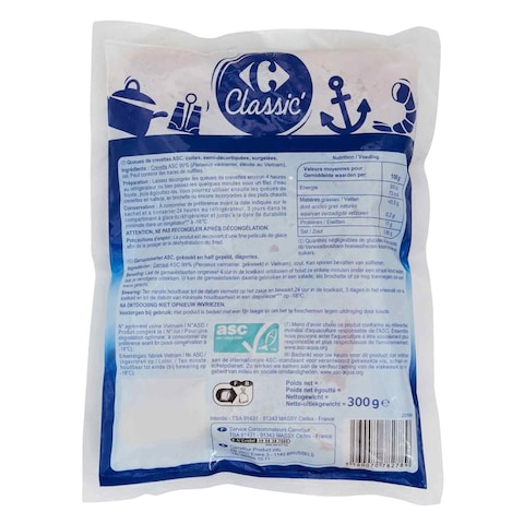 Carrefour Classic Cooked Semi-Peeled Shrimp Tails 300g