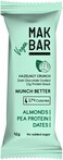 MAK BAR Vegan Protein Bar - Hazelnut Crunch Flavor - 10 count x 42g - 11gr protein snack, 174 calories - Almonds, Pea Protein &amp; Dates, No added sugar , High Fibre, Vegan, Gluten Free
