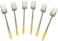 Liying 6Pcs Gold Topper Design Stainless Steel Dessert Fork Set 15cm x 2cm, Modern Silver Dessert Fork for Home, Kitchen, Restaurant, Fine Edge &amp; Mirror Polished, Dishwasher Safe