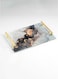 Lowha Decorative Acrylic Serving Tray With Gold Metal Handles And Luxury Abstract Design 20x30 cm