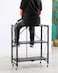 Uujuly Foldable Metal Storage Shelf, Space Saving 3-Tier Kitchen Shelving Storage Rack, Large Capacity Iron Wire Collapsible Shelves Organiser For Bedroom Living Room Office Garage No Assembly (Black)