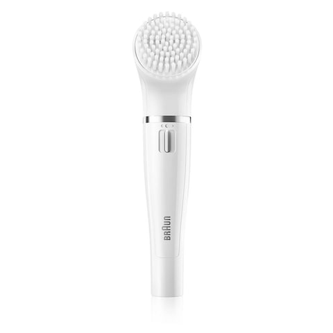 Braun FaceSpa 3-In-1 Facial Epilation Cleansing And Skin Vitalizing System With Normal Brush Skin Vitalizing Pad And Beauty Pouch 851 White