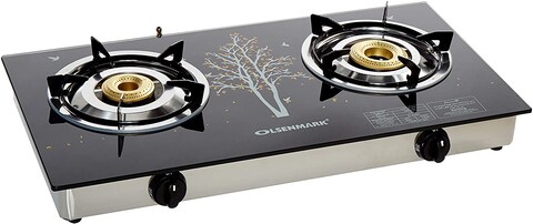 Olsenmark Toughened Glass Furnace 2 Brass Indian Omk2225