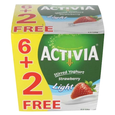 Activia Light Strawberry Stirred Yoghurt 120g x Pack of 8