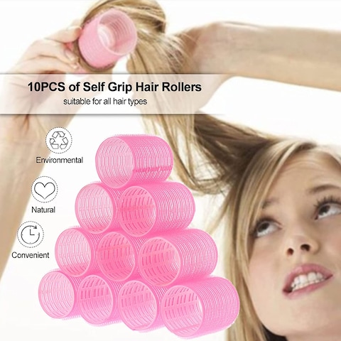 10pcs Self Grip Hair Rollers Pro Salon Hairdressing CurlersProfessional Hair Salon tool(Blue)