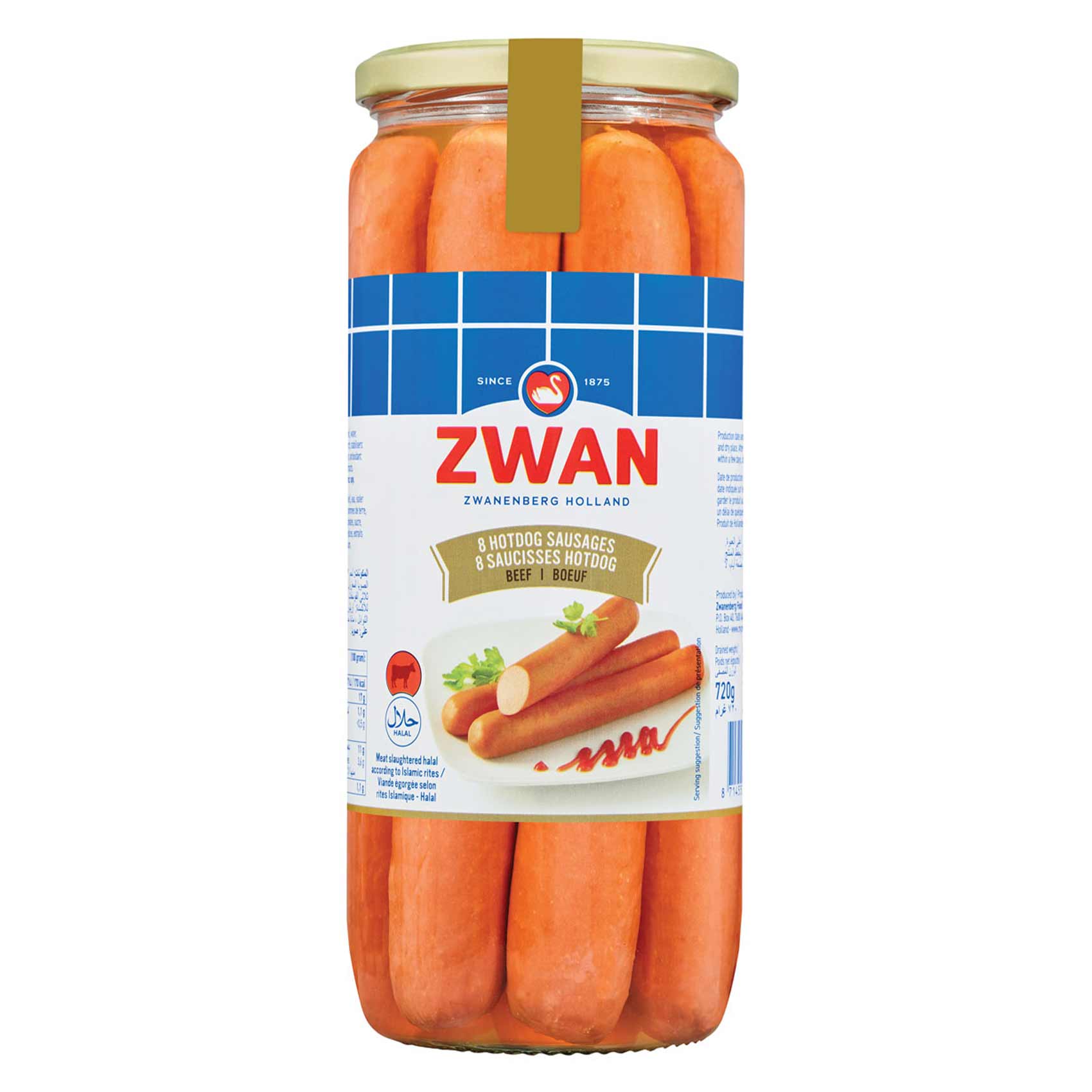 Zwan Beef Hot Dogs In Jars 720GR