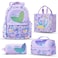 Nohoo Kids 16 Inch School Bag with Lunch Bag, Handbag and Pencil Case (Set of 4) Mermaid - Purple
