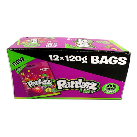 Bazooka Rattlerz Sour Chewy Candy 120g Pack of 12