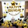 Gold Happy Birthday Balloons Decoration Set with Foil Letter Balloons Banner, 6 Latex Balloons, 2 Star Balloons, 4 Confetti Balloons for Indoor &amp; Outdoor Birthday Party Decorations and Supplies