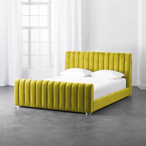 إن هاوس مارتوس هيكل سرير منجد بالمخمل - نفر ونص - 200×150 سم - ذهبي