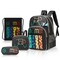 Eazy Kids 17&quot; Set of 4 School Bag with Lunch Bag, Activity Bag and Pencil Case Gen Z Gamer - Black