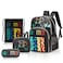 Eazy Kids 17" Set of 4 School Bag with Lunch Bag, Activity Bag and Pencil Case Gen Z Gamer - Black