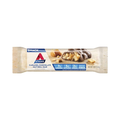 Atkins Snack Bar Caramel Chocolate Nut Roll Bar 44g