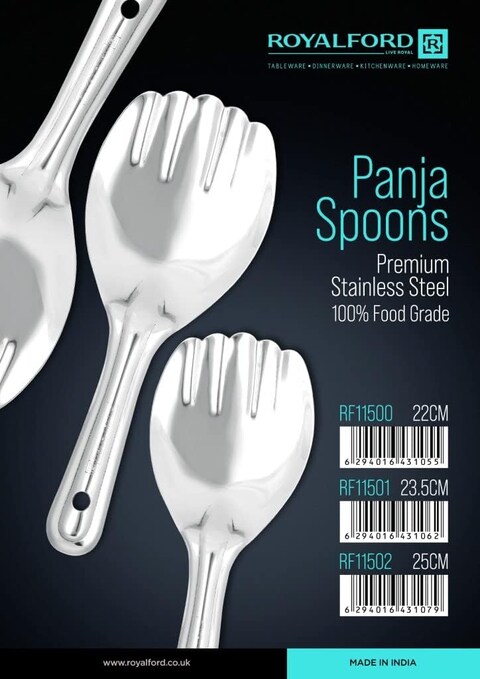 Royalford Stainless Steel Panja Spoon 23.5Cm