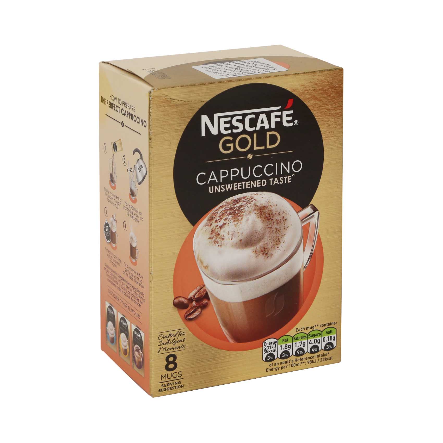 Nescafe Gold Cappuccino Unsweetened 8 Sachets