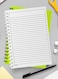 لوحة  دفتر سلك ٦٠ ورقة بغلاف من الورق المقوى بتصميم تدرج وتداخل الالوان، لتسجيل الملاحظات وتدوين التذكيرات للعمل أو الجامعة أو المدرسة