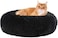 Vsell24 Fluffy Donut Style Soft Plush Machine Washable Self Calming Worming Cuddle Anti-Slip Base Circle Bed For Cats Puppies And Small Dogs Bed Black 60X52X46Cm