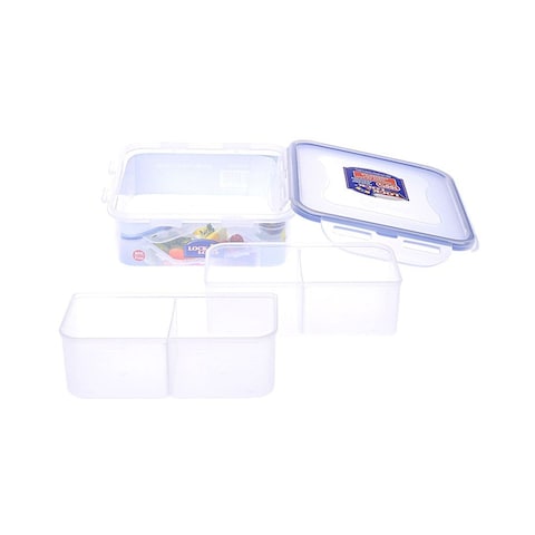 Lock &amp; Lock Square Food Container With Dividers - 0.87 ml - Clear