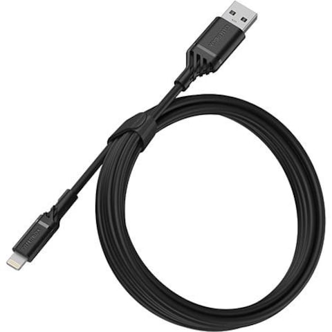 OtterBox USB-A to Lightning Cable 2 Meters - MFi Durable, Tangle-Free, High Speed Charging &amp; Sync Cable 3 Amps for Apple iPhone 12/11/X/Pro/Pro Max/ AirPods/iPad - Black