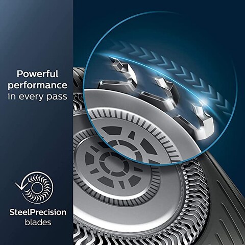 Philips Series 5000 Wet &amp; Dry Men&#39;s Electric Shaver, S5588/30, Deep Black (With Integrated Pop-Up Trimmer, With Advanced SkinIQ, , 60 Mins Run Time)