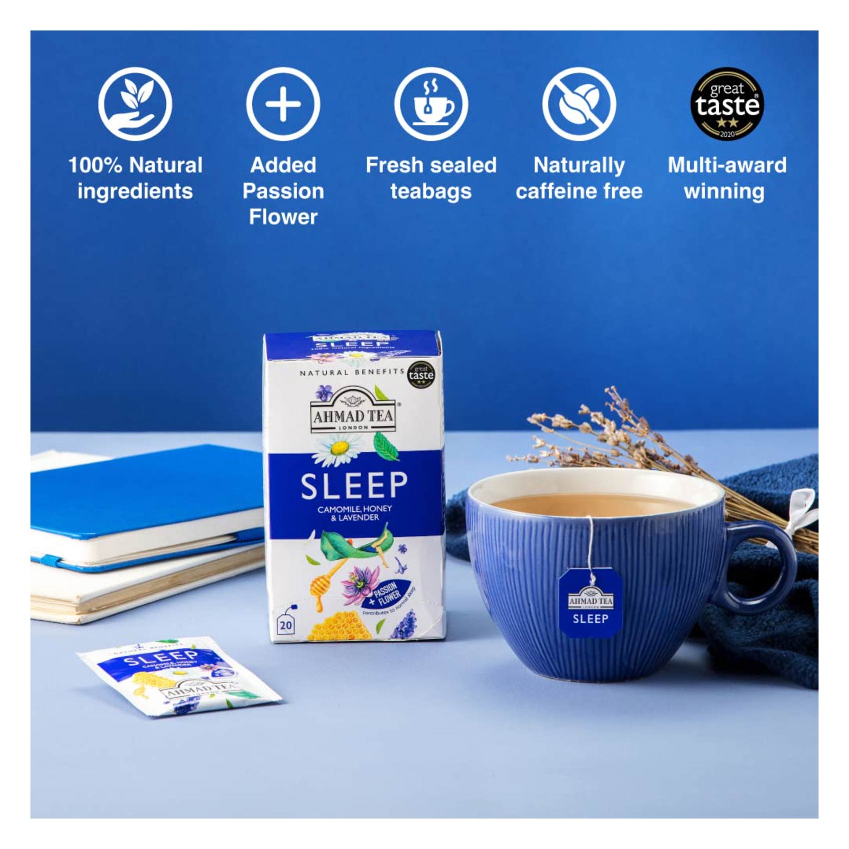 Ahmad Tea Natural Benefits Sleep Camomile Honey And Lavender 20 Bags product thumbnail 4