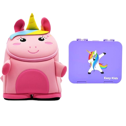 Nohoo Unicorn 3D  Bag + Bento Lunch Box-Purple