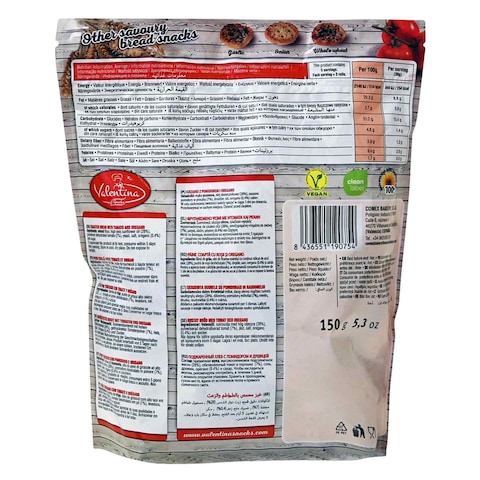 Valentina Tomato And Oregano Toasted Bruschetta Baked Bread 150g