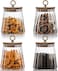 1CHASE Borosilicate Glass Storage Jar With Airtight Bamboo Lid And Metal Handle 700ml, Taper, Petal Decorative Container, To Store Tea, Coffee Beans, Candy, Spices, Biscuits - Set Of 4