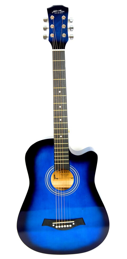 Mike Music 38 inch Acoustic Guitar with bag and strap and Extra String and Capo Right Hand (38 inch glossy, blue)