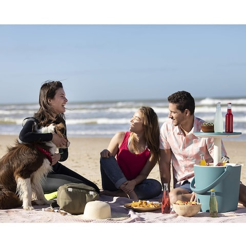 Keter Cooler GoBar Ocean Blue 2-in-1 Beverage Cooler and Weather-Resistant Serving Table