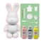 BUNNY MONEY SAVER FIGURINE (9 inch - 23 cm) ACRYLIC DRIP POURING PAINT DIY SET Colors: Light-Pink, Silver, Lemon-Yellow.