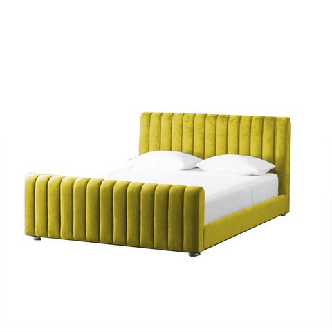 إن هاوس مارتوس هيكل سرير منجد بالمخمل - نفر ونص - 200×150 سم - ذهبي