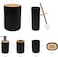 Bathroom Accessories Set 8 Pcs Bamboo Bath Ensemble Includes Soap Dispenser, Toothbrush Holder, Toothbrush Cup, Soap Dish, Qtip Holder Dispenser for Housewarming Gift (8-Bamboo Black)