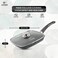 LIFE SMILE grill pan Non-stick Granite Coating with lid   Oven Safe   versatile grilling pan with drop opening, Skillet large surface,100% PFOA free (BLACK, 24 CM Fixed Handle)