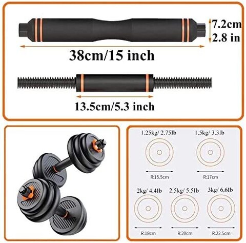 Sky Land Unisex Adult Enviromental Adjustable Dumbbell N Barbell Set With Kettlebell - Black-Em-9268-20, Sky Land Barbell-With Kettlebell-Em-9268-20