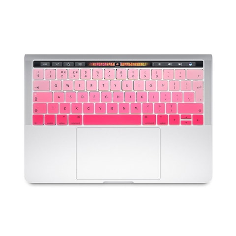 Ozone - English Keyboard Skin UK Layout For MacBook Pro 13&#39;&#39; 15 &#39;&#39; A1706/A1707 with Touch Bar - Gradient Pink