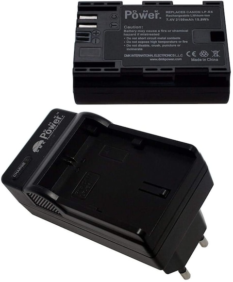 DMK POWER Battery AND Charger (2PACK) LPE6 FOR CANON EOS 5D II 5D III EOS 7D 60D LC-E6E