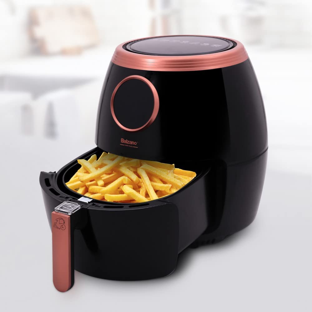 Balzano 5.6L/XXL Air Fryer With Rapid Air Technology, 10 Preset Programs, Digital Control Panel, 1800W, Plastic, AF716, Rose Collection - 1 Year Warranty