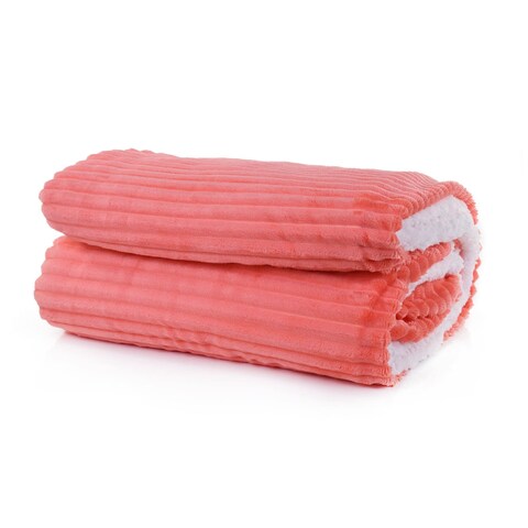 MINTR-BLANKET STRIPED 220*240 CORAL