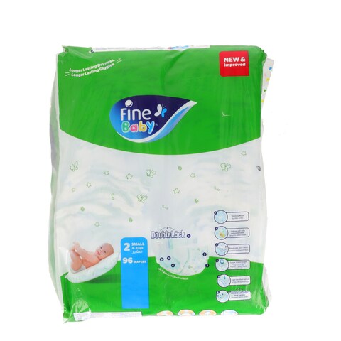 Fine Baby Double Lock Mega Pack Diapers Small 2 96 pcs