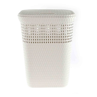 Dea Rattan Laundry Basket With Lid 60L White