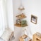 Fitto Corner Shelf Wall Mount, 7inch, Oak Wood, Floating, Round End, Small Corner Nightstand, Plant Stand, For Kitchen Living Room Bedroom