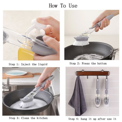 Decdeal - Kitchen Dish Scrubber Dishwashing Scrubber Sink Brush for Dish Scrub Brush with Soap Handle Dishwasher Brush