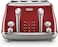De&#39;Longhi Icona Capitals Red Vintage Style 4 Slice Toaster, 6 Browning Levels, 4 Extra Wide Bread Slots, Defrost and Reheat Functions, Removable Crumb Tray, CTOC4003.R.