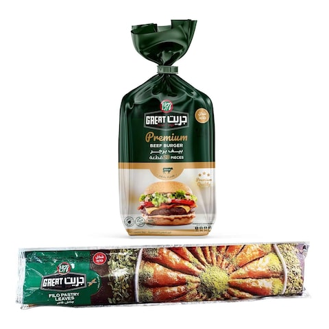 Great Foods Beef Burger - 20 Pieces with Filo Pastry Leaves - 350gm