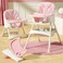 Kidsland Honelevo Baby Dining Chair Baby Feeding Chair Portable High Chair ，Adjustable Height Foldable Toddler Seat ，Safty Highchair With Meal Tray, All For Your Baby (Pink)