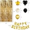 Party Time 49-Pieces Black and Gold Birthday Party Decorations Set with Happy Birthday Balloons Banner, Confetti Balloons, Foil Fringe Curtain for Birthday Party Supplies
